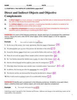 Direct and Indirect Objects and Objective Complements