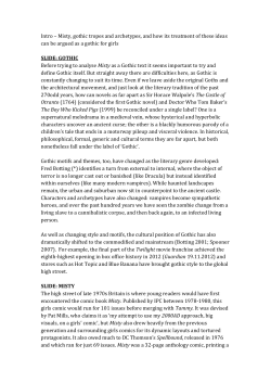 Intro &ndash; Misty, gothic tropes and archetypes, and how its treatment of