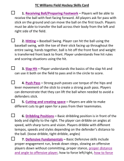 TC Williams Field Hockey Skills Card 1. Receiving Ball/Preparing