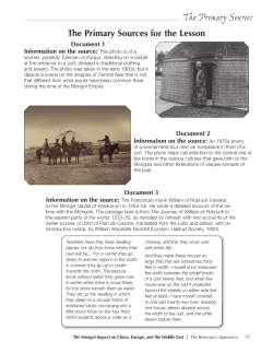 The Primary Sources for the Lesson