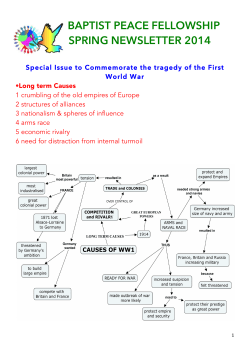 Spring 2014 Newsletter (WW1 special)