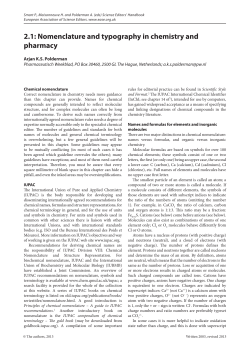 2.1: Nomenclature and typography in chemistry and pharmacy