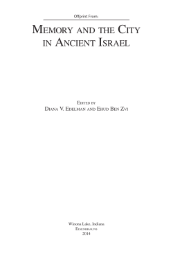 MeMory and the City in anCient israel