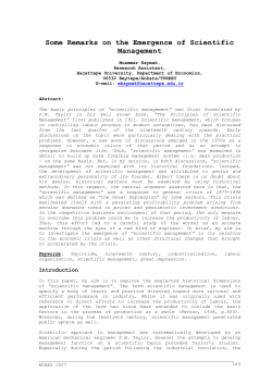 Some Remarks on the Emergence of Scientific Management