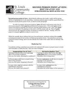 SECOND PERSON POINT of VIEW: