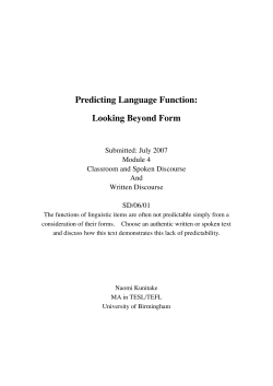 Predicting Language Function: Looking Beyond Form