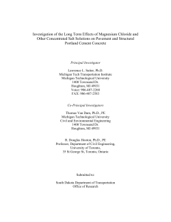 Investigation of the Long Term Effects of Magnesium Chloride and