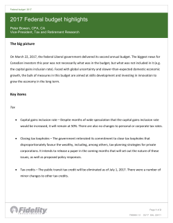 2017 Federal budget highlights