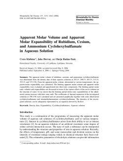 Apparent Molar Volume and Apparent Molar Expansibility of