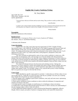 English 314: Advanced Nonfiction Writing