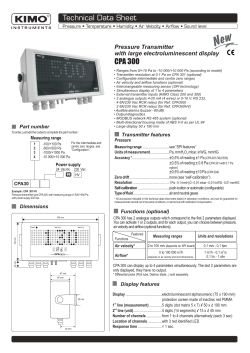KIMO CPA300 Data Sheet