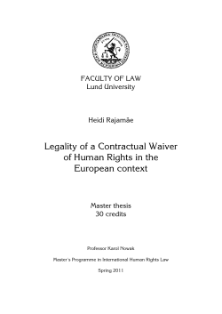 Legality of a Contractual Waiver of Human Rights in the European