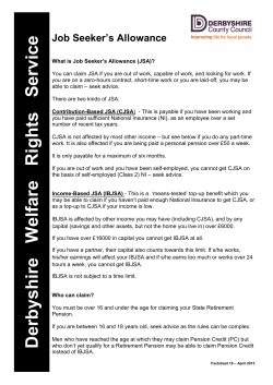 Job Seekers Allowance - Derbyshire County Council