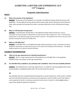 ACHIEVING A BETTER LIFE EXPERIENCE ACT 113th Congress