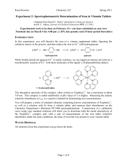 Experiment 2: Spectrophotometric Determination of Iron in Vitamin