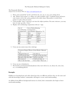 The Paramedic Method: Editing for Clarity The Paramedic Method 1