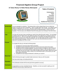 It Takes Money To Make Money Web Quest