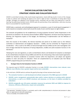 OHCHR EVALUATION FUNCTION STRATEGIC VISION AND