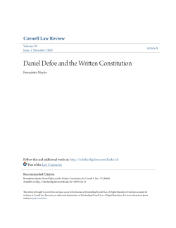 Daniel Defoe and the Written Constitution