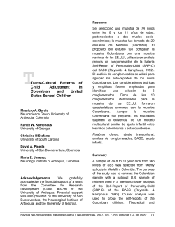 trans-cultural patterns of child adjustment in colombian and united