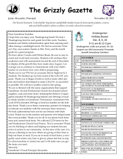 Grizzly Gazette Nov 2015 - Greenbriar Elementary School