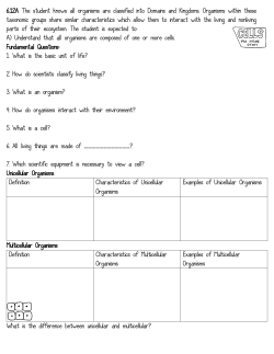 6.12A The student knows all organisms are