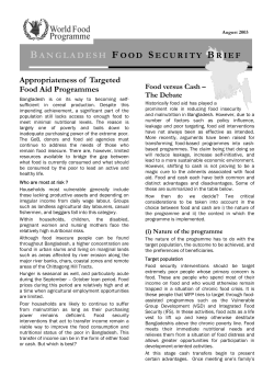 bangladesh food security brief - WFP Remote Access Secure Services