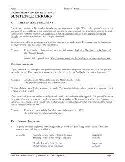 Packet 5-2: Sentence Errors