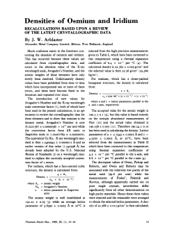 Densities of Osmium and Iridium - Johnson Matthey Technology
