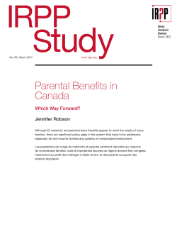 Parental Benefits in Canada - Institute for Research on Public Policy