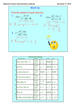 11-17 NOTES Asymptotes-Holes-Intercepts of Rational Functions