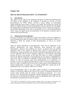 Chapter One FISCAL DECENTRALISATION: AN OVERVIEW