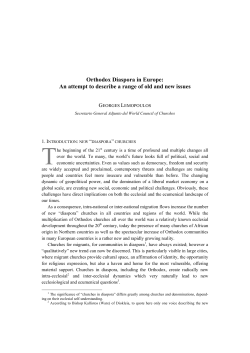 Orthodox Diaspora in Europe: An attempt to describe a range of old