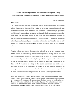 Tourism Business Opportunities for Community Development