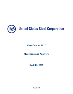First Quarter 2017 Questions and Answers April 25, 2017
