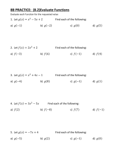 8B PRACTICE: (8.2)Evaluate Functions