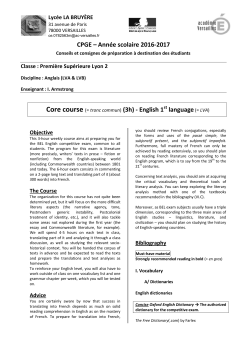 English 1 - Lyc&eacute;e La Bruy&egrave;re