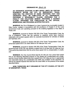 25 MPH Speed Limits on Certain Roadways