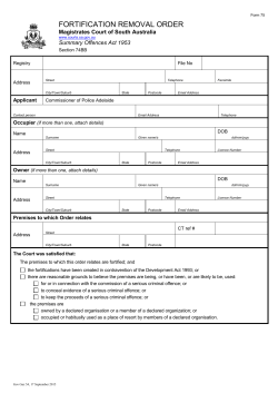 Form 75 - Fortification Removal Order
