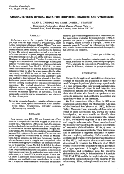 characteristic optical data for cooperite, braggite and