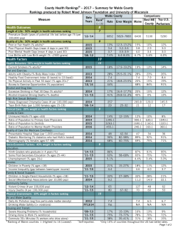 Health Outcomes 8 Health Factors 10 County Health Rankings