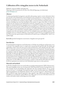 Calibration of five rising plate meters in the
