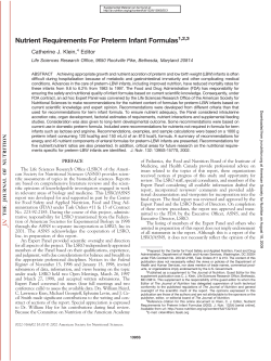 Nutrient Requirements For Preterm Infant Formulas1,2,3
