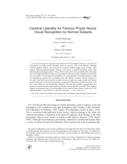 Cerebral Laterality for Famous Proper Nouns