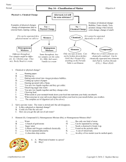 Day 14&mdash;Classification of Matter