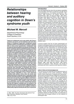 Down Syndrome Research and Practice Volume 3 Number 3 Pages