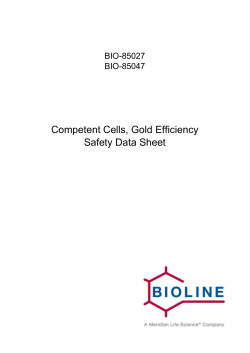 Competent Cells, Gold Efficiency Safety Data Sheet