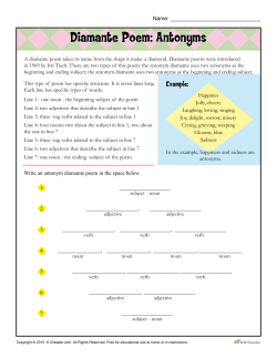 Diamante Poem: Antonyms