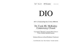 Dr. Cook-Mt. McKinley Controversy Closed