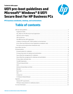 UEFI pre-boot guidelines and Microsoft® Windows® 8 UEFI